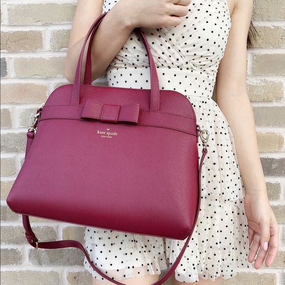 Kate spade large satchel burgundy bow SALE‼️ - Picture 5 of 8
